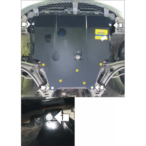 Защита Картера двигателя, КПП MOTODOR для Hyundai i20 2008-2013, Сталь 2 мм - Арт. 1010