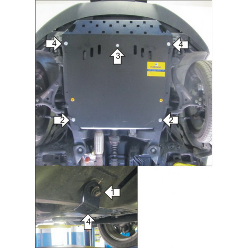 Защита Картера двигателя, КПП, Радиатора MOTODOR для SsangYong Actyon New 2010-2013, Сталь 2 мм - Арт. 2809