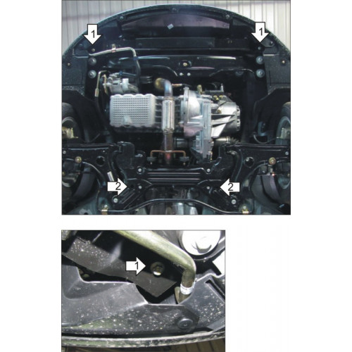 Защита Картера двигателя, КПП MOTODOR для Chery Bonus 2011-2014, Сталь 2 мм - Арт. 9012